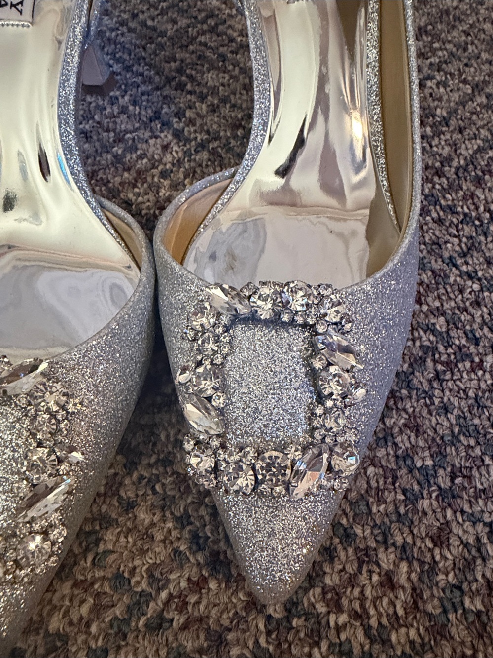 Badgley Mischka Fabia Embellished Pump Women's Silver Textile Size US 8.5 - Picture 6 of 10